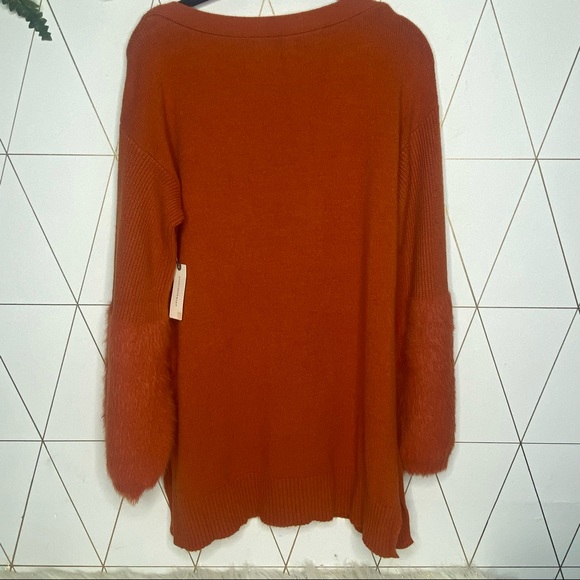 NWT Anthropologie Colma Tunic Sweater Burnt Orange Eyelash Cuffs Women's Size XS - Picture 7 of 7